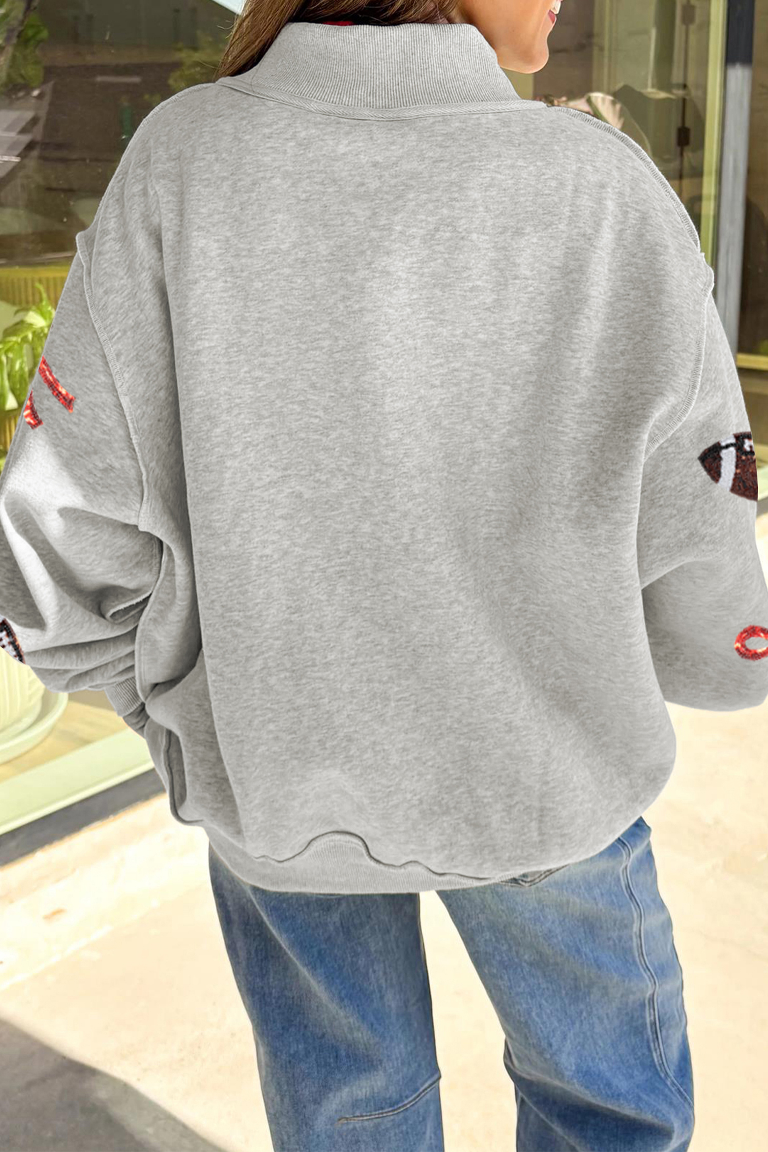 Relaxed Mock Neck Pullover, Soft Autumn Sweatshirt Women - Detail View 6 Relaxed Mock Neck Pullover, Soft Autumn Sweatshirt Women - Detail View 6