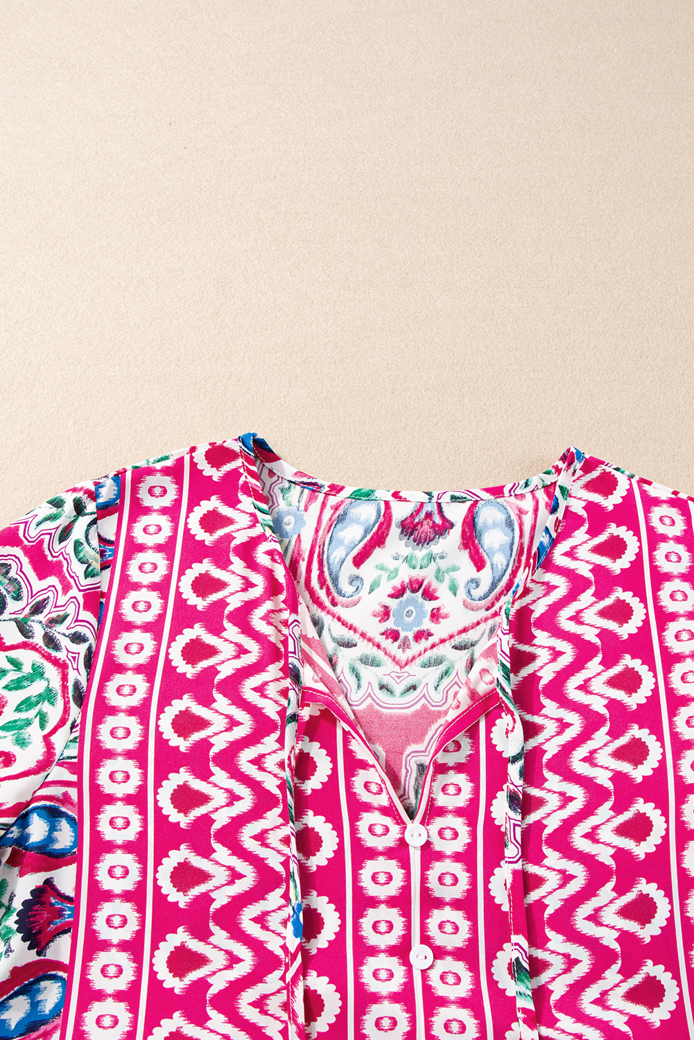 Women's Bohemian Mini Dress, Pink Paisley Summer Vacation - Detail View 16 Women's Bohemian Mini Dress, Pink Paisley Summer Vacation - Detail View 16