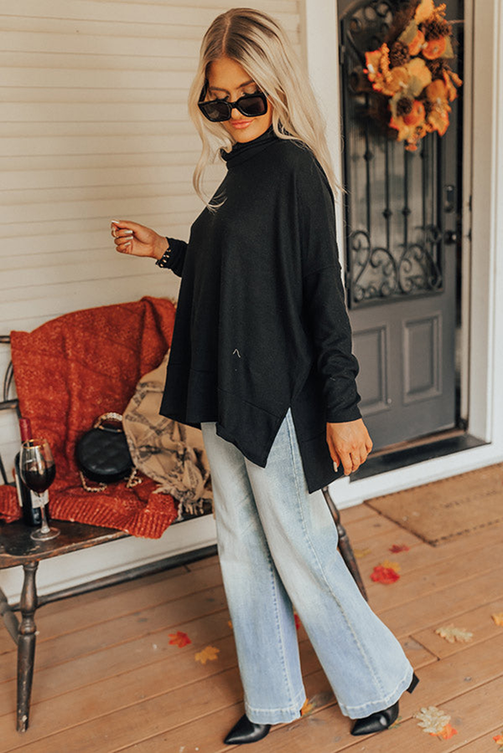Women's Cowl Neck Tunic, Long Sleeve Casual Winter Top - Detail View 10 Women's Cowl Neck Tunic, Long Sleeve Casual Winter Top - Detail View 10
