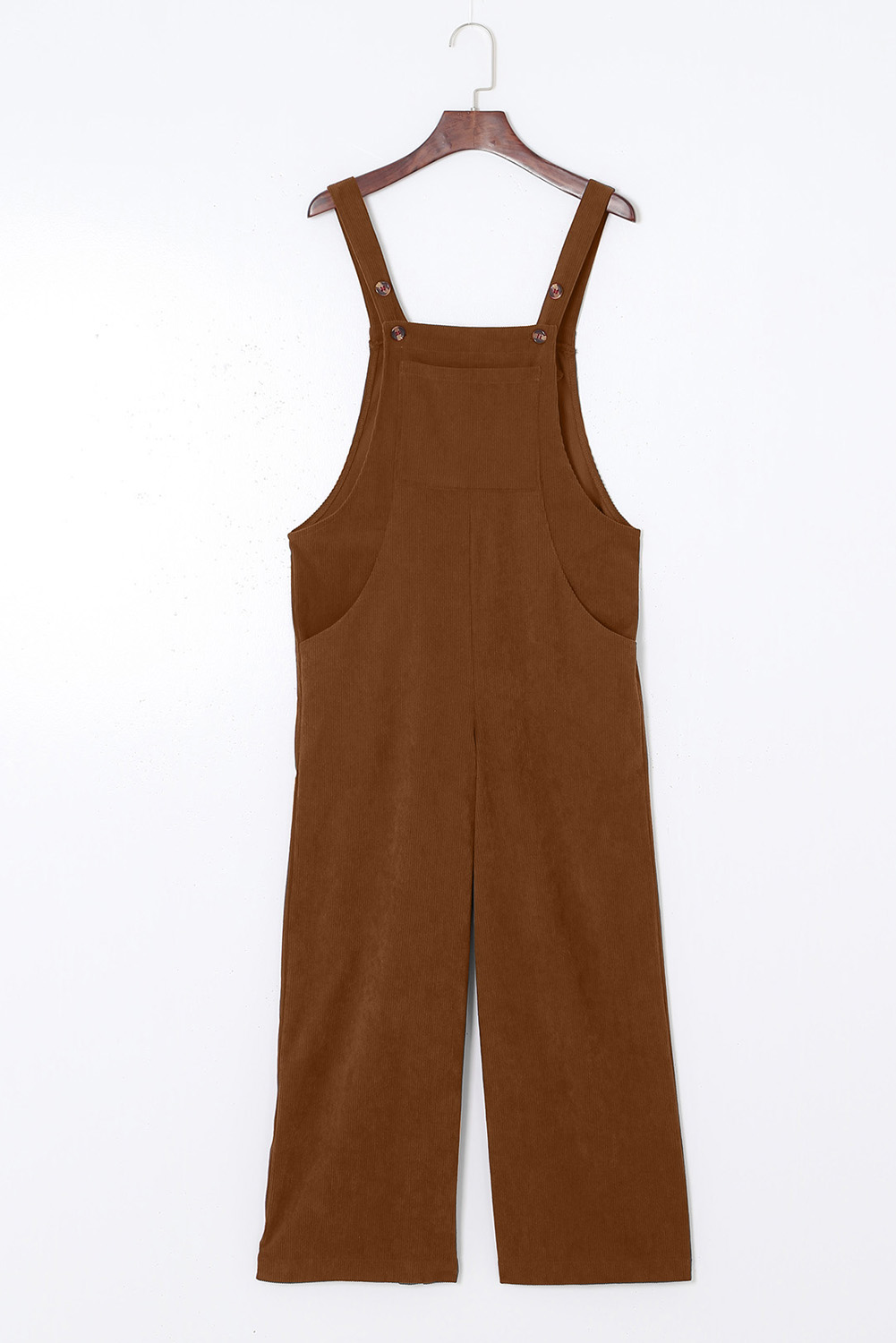 Casual Corduroy Jumpsuit, Comfortable Wide Leg Bib Overalls - Detail View 9 Casual Corduroy Jumpsuit, Comfortable Wide Leg Bib Overalls - Detail View 9