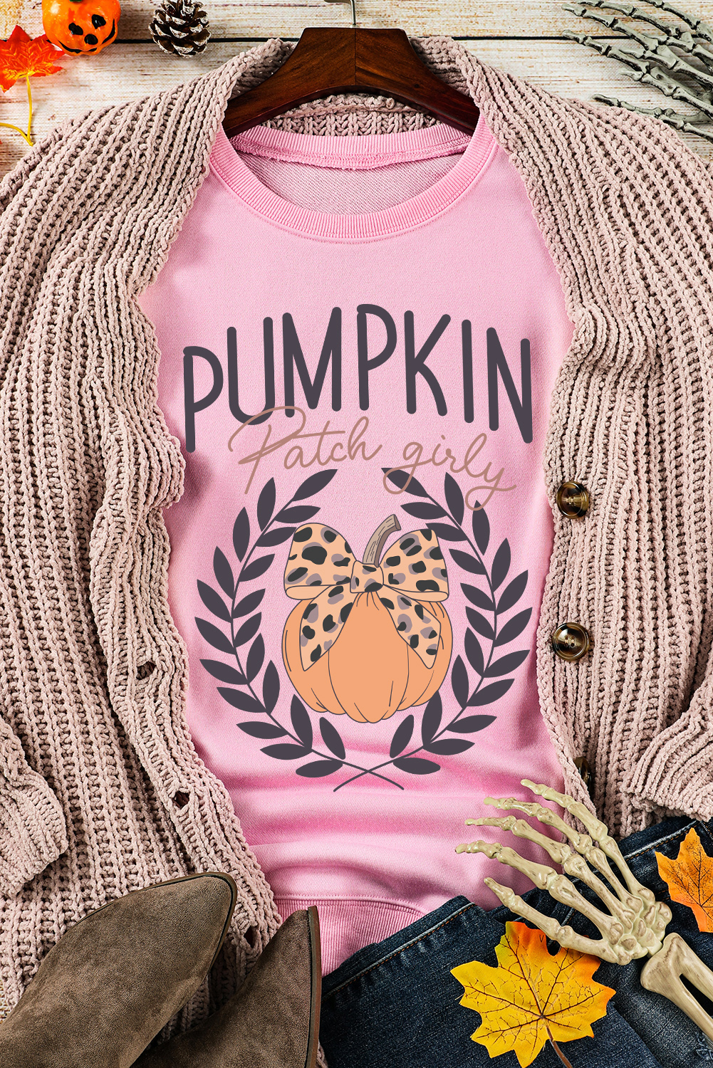 Comfortable Long Sleeve Graphic Sweatshirt - Perfect for Fall & Halloween - Detail View 8 Comfortable Long Sleeve Graphic Sweatshirt - Perfect for Fall & Halloween - Detail View 8