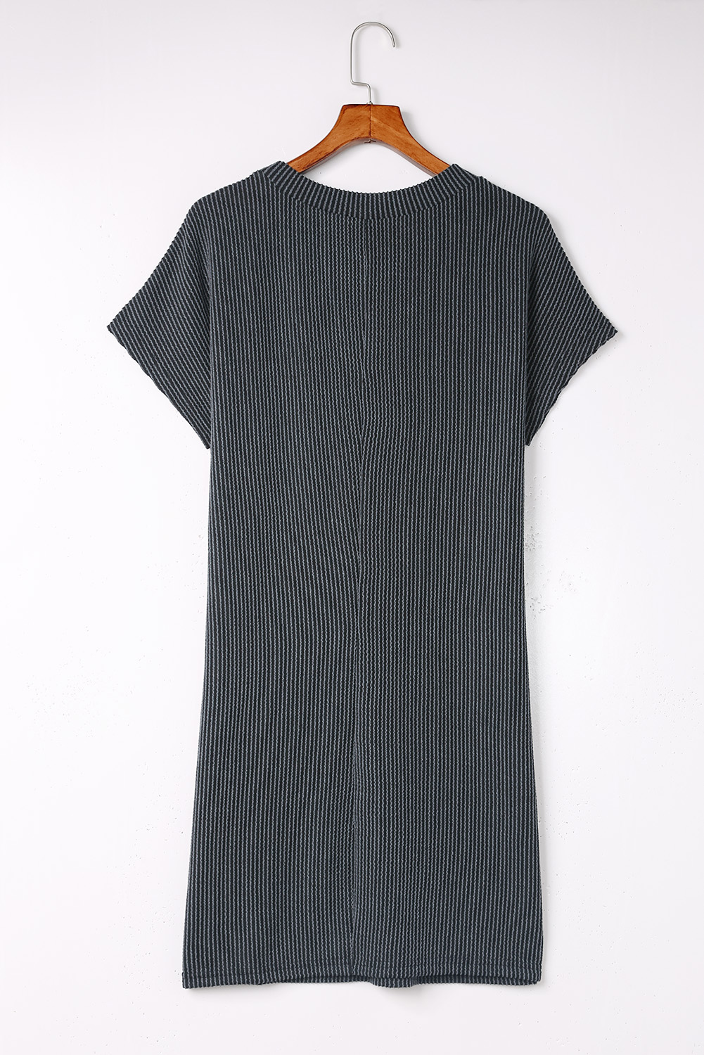 Women's Star Sequin T-shirt Dress, Casual Ribbed Shift Gray - Detail View 7 Women's Star Sequin T-shirt Dress, Casual Ribbed Shift Gray - Detail View 7