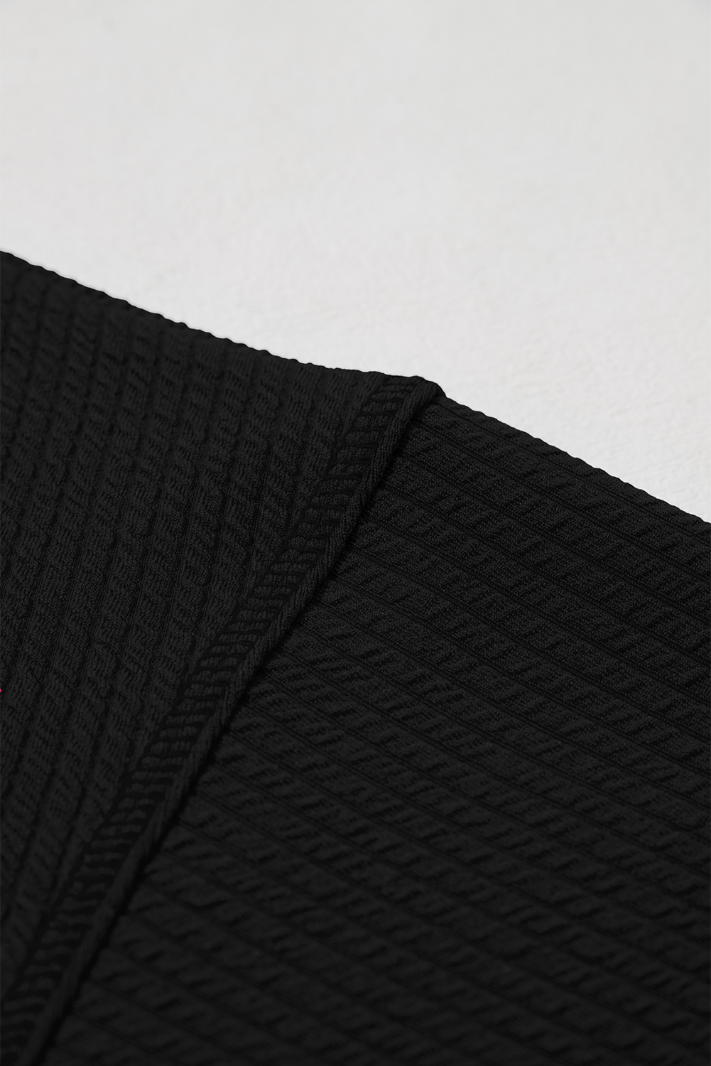 Women's Top, Black, Solid Color, Corded Detailing, Long Sleeve, Drop Shoulder, Casual Style, Textured Fabric, Fall & Autumn, Daily Wear, Versatile, Comfortable, Tops, Long Sleeve Tops - Detail View 10 Women's Top, Black, Solid Color, Corded Detailing, Long Sleeve, Drop Shoulder, Casual Style, Textured Fabric, Fall & Autumn, Daily Wear, Versatile, Comfortable, Tops, Long Sleeve Tops - Detail View 10