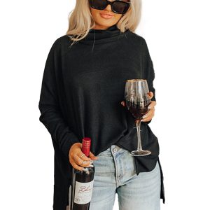 Women's Cowl Neck Tunic, Long Sleeve Casual Winter Top - Main View