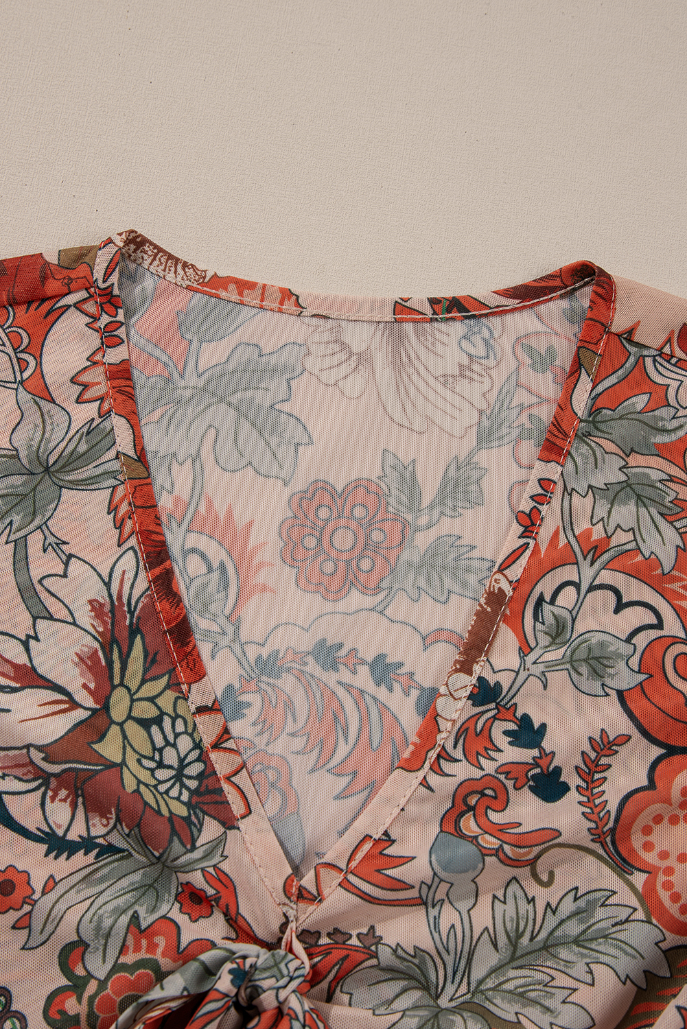 Bohemian-Inspired Orange Bell Sleeve Top - Perfect for Beach & Vacation Wear - Detail View 7 Bohemian-Inspired Orange Bell Sleeve Top - Perfect for Beach & Vacation Wear - Detail View 7
