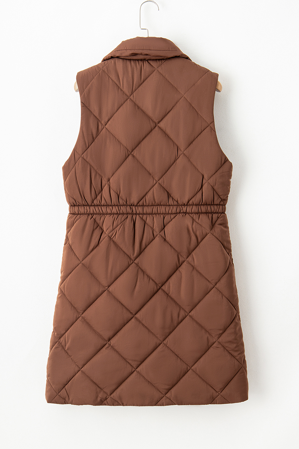Warm and Stylish Puffer Vest with Quilted Design and Stand Collar - Coffee - Detail View 17 Warm and Stylish Puffer Vest with Quilted Design and Stand Collar - Coffee - Detail View 17