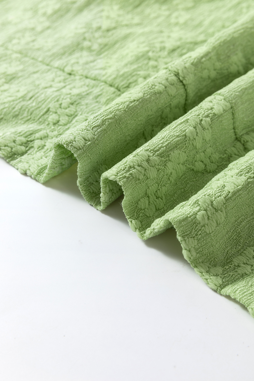 Soft and Cozy Light Green Solid Color Blouse for Everyday Wear - Puffed Sleeves - Detail View 7 Soft and Cozy Light Green Solid Color Blouse for Everyday Wear - Puffed Sleeves - Detail View 7