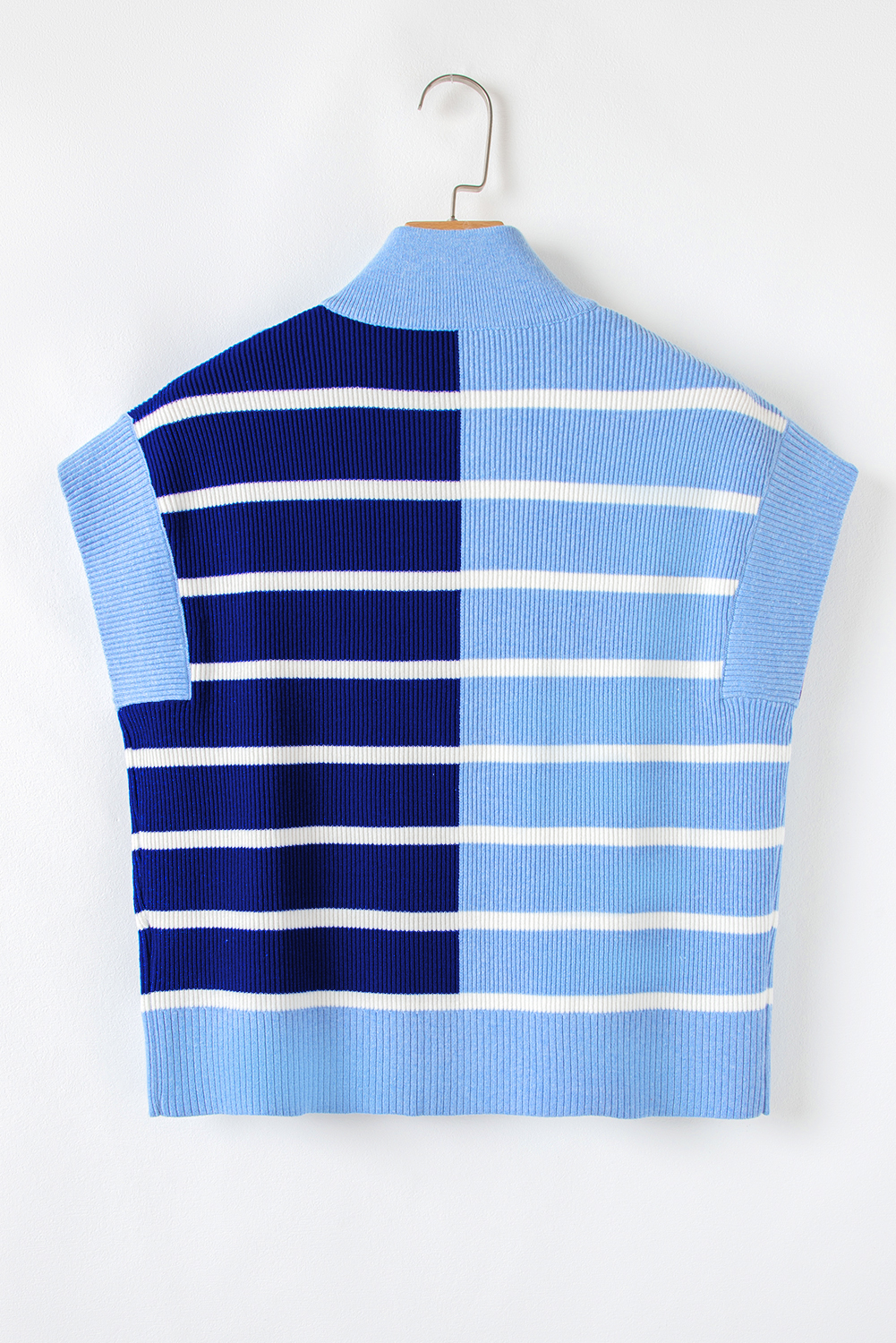 Women's Striped Quarter Zip Sweater Vest, Casual Top - Detail View 7 Women's Striped Quarter Zip Sweater Vest, Casual Top - Detail View 7