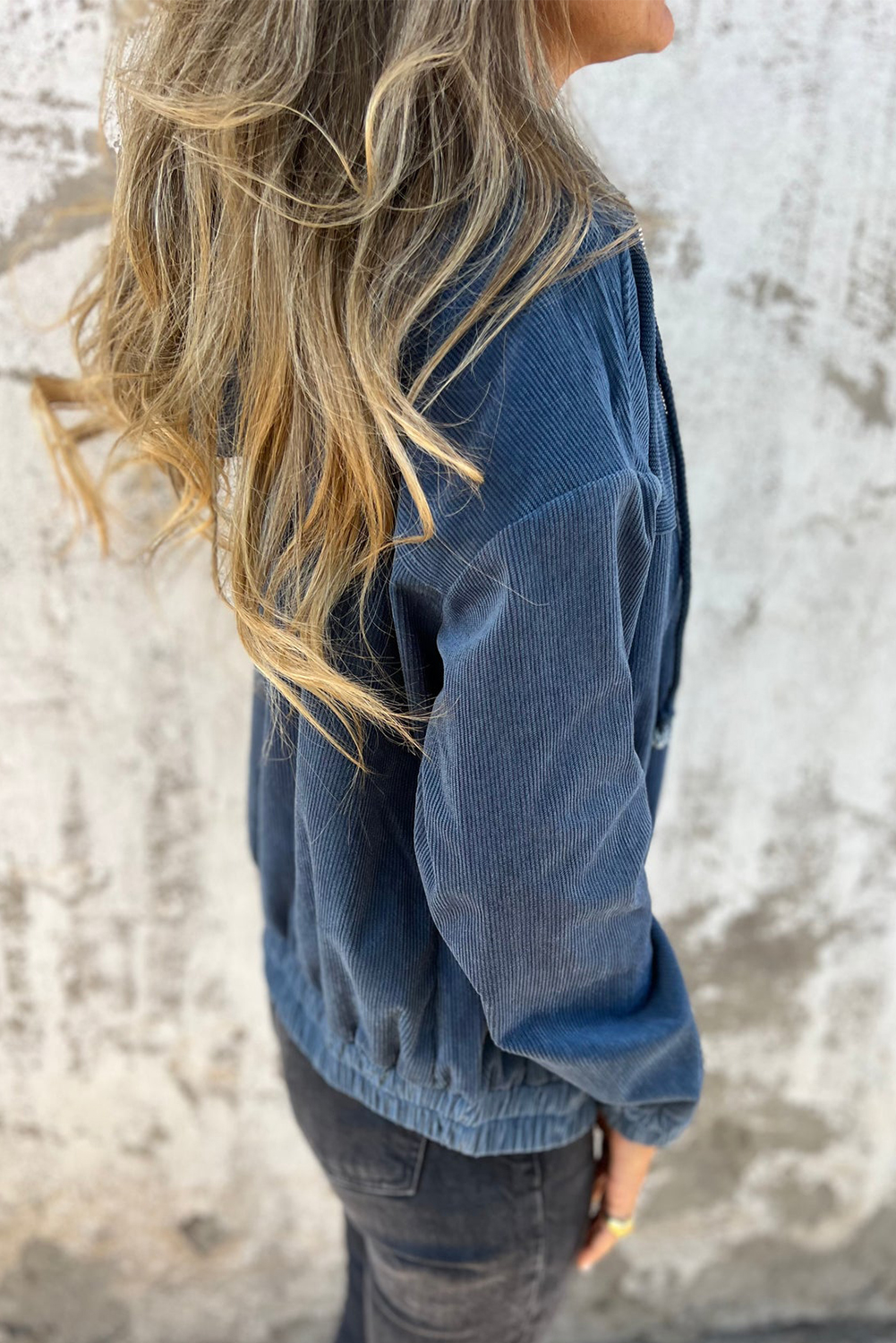 Versatile Women's Fall/Autumn Jacket - Solid Color Corduroy with Pockets - Detail View 3 Versatile Women's Fall/Autumn Jacket - Solid Color Corduroy with Pockets - Detail View 3