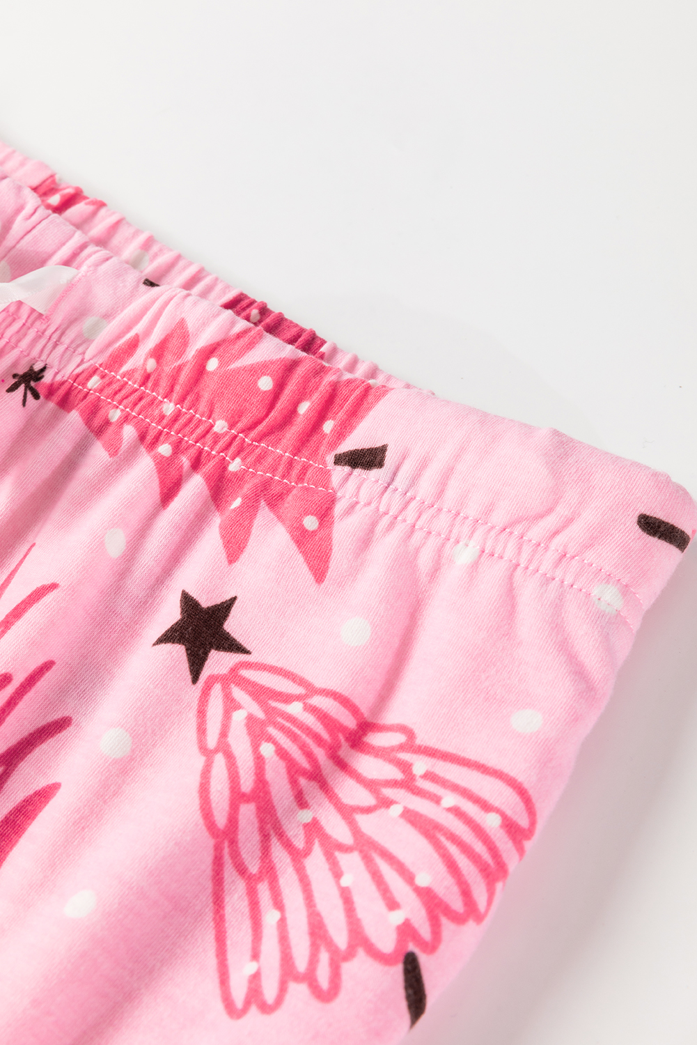 Women's Pink Christmas Tree Lounge Set, Long Sleeve Pajamas - Detail View 16 Women's Pink Christmas Tree Lounge Set, Long Sleeve Pajamas - Detail View 16