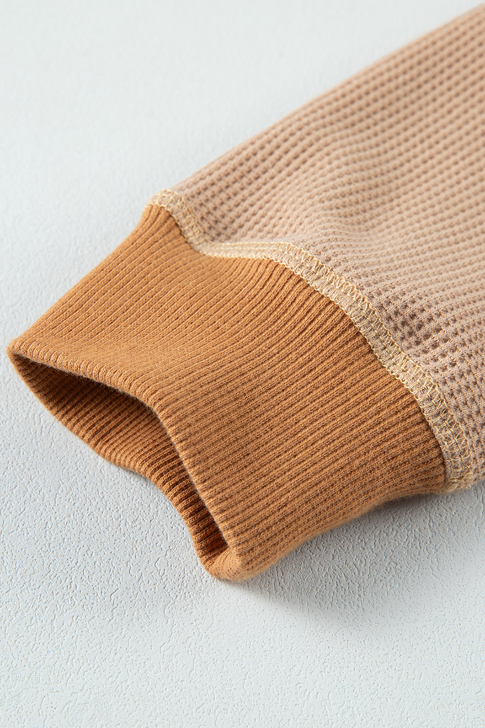 Women's Sweatshirt, Smoke Gray, Thermal, Waffle Knit, Pullover, Loose Fit, Round Neck, Long Sleeve, Casual Style, Winter Wear, Daily Wear, Color Block, Patchwork Design, Cozy, Stylish - Detail View 15 Women's Sweatshirt, Smoke Gray, Thermal, Waffle Knit, Pullover, Loose Fit, Round Neck, Long Sleeve, Casual Style, Winter Wear, Daily Wear, Color Block, Patchwork Design, Cozy, Stylish - Detail View 15