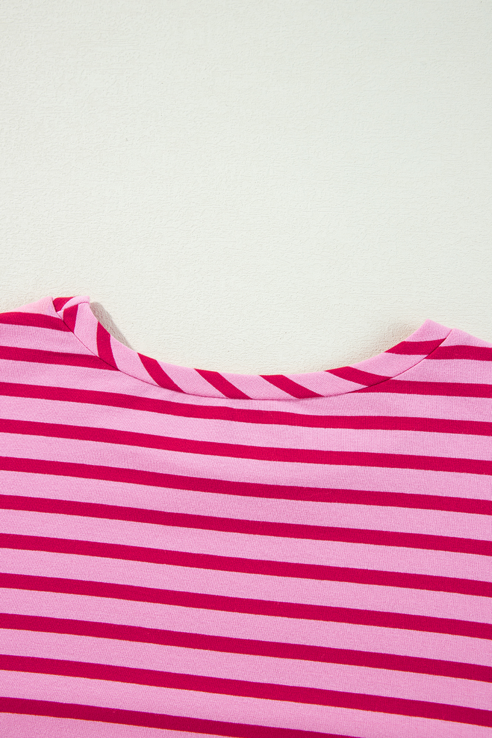 Women's Sachet Pink Striped Print Crew Neck Drop Shoulder Sweatshirt - Detail View 11 Women's Sachet Pink Striped Print Crew Neck Drop Shoulder Sweatshirt - Detail View 11