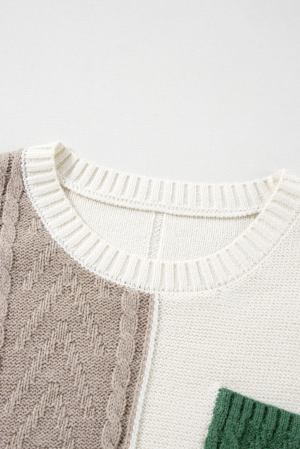 Long Sleeve Round Neck Sweater, Women's Fall Colorblock Top - Detail View 15 Long Sleeve Round Neck Sweater, Women's Fall Colorblock Top - Detail View 15