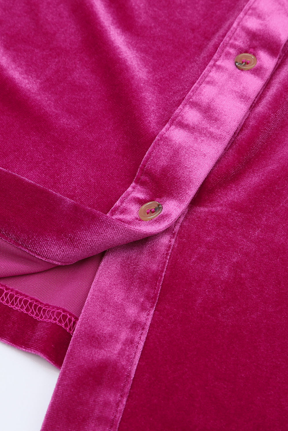 Elegant Velvet Button Up Dress, Solid Color Daily Mini Style - Detail View 8 Elegant Velvet Button Up Dress, Solid Color Daily Mini Style - Detail View 8