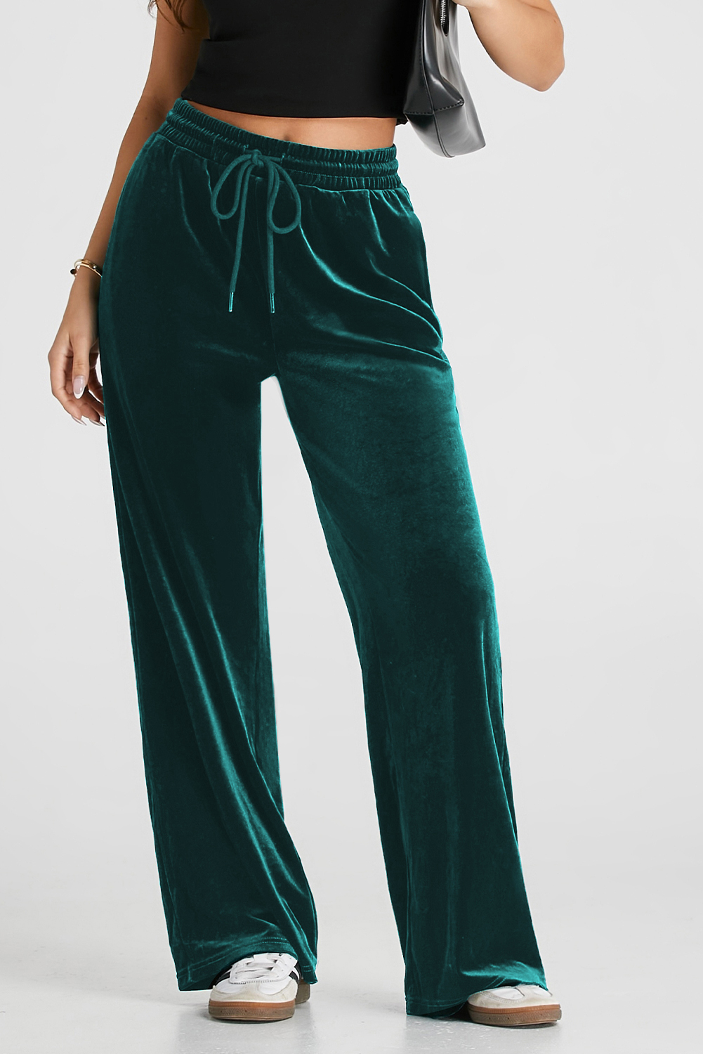 Comfortable and Chic Activewear: Women's Solid Wide Leg Pants - Detail View 3 Comfortable and Chic Activewear: Women's Solid Wide Leg Pants - Detail View 3