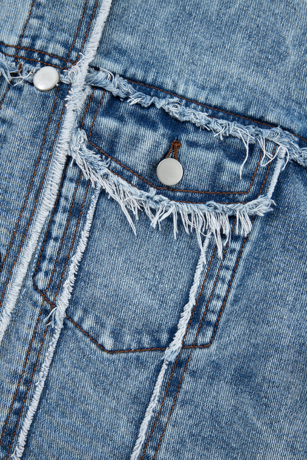 Women's Jacket, Beau Blue, Plaid Print, Hooded, Denim, Raw Hem, Distressed Details, Casual Style, Spring Fashion, Trendy, Daily Wear, Western Style, Patchwork Craft, Best Sellers, Outerwear - Detail View 15 Women's Jacket, Beau Blue, Plaid Print, Hooded, Denim, Raw Hem, Distressed Details, Casual Style, Spring Fashion, Trendy, Daily Wear, Western Style, Patchwork Craft, Best Sellers, Outerwear - Detail View 15