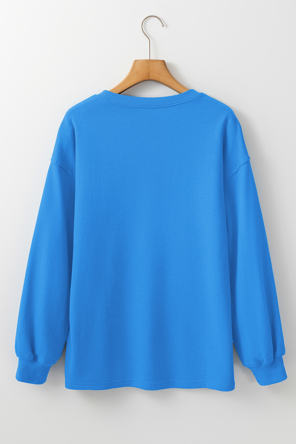 Stylish and Comfortable Women’s Long Sleeve Sweatshirt - Sky Blue Basic Tee - Detail View 7 Stylish and Comfortable Women’s Long Sleeve Sweatshirt - Sky Blue Basic Tee - Detail View 7