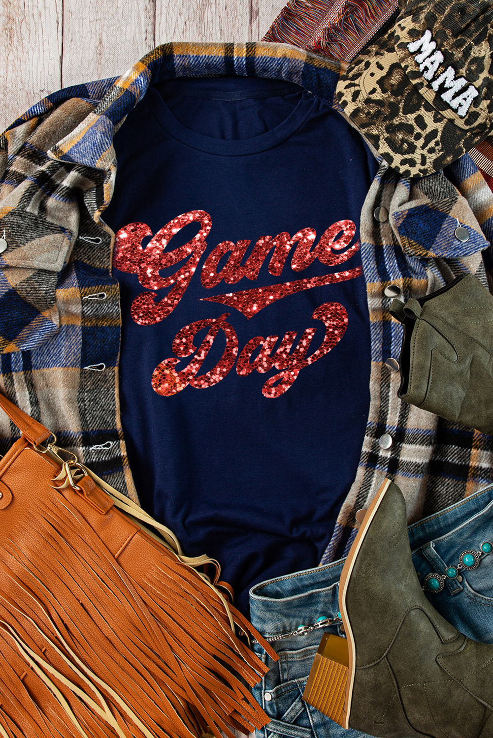 Women's T-Shirt, Blue Graphic Tee, Game Day Shirt, Cuffed Sleeve, Crew Neck, Glitter Design, Comfortable, Casual Wear, Team Spirit, Sports Apparel, Daily Wear, Shift Silhouette, Summer Fashion, Graphic Tees - Detail View 8 Women's T-Shirt, Blue Graphic Tee, Game Day Shirt, Cuffed Sleeve, Crew Neck, Glitter Design, Comfortable, Casual Wear, Team Spirit, Sports Apparel, Daily Wear, Shift Silhouette, Summer Fashion, Graphic Tees - Detail View 8
