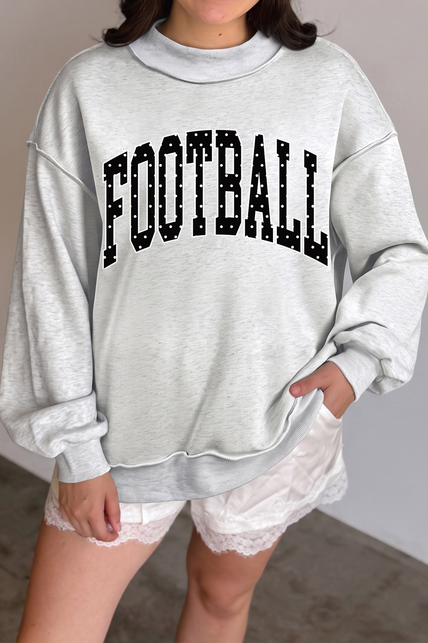 Women's Football Sweatshirt, Casual Game Day Pullover - Detail View 7 Women's Football Sweatshirt, Casual Game Day Pullover - Detail View 7