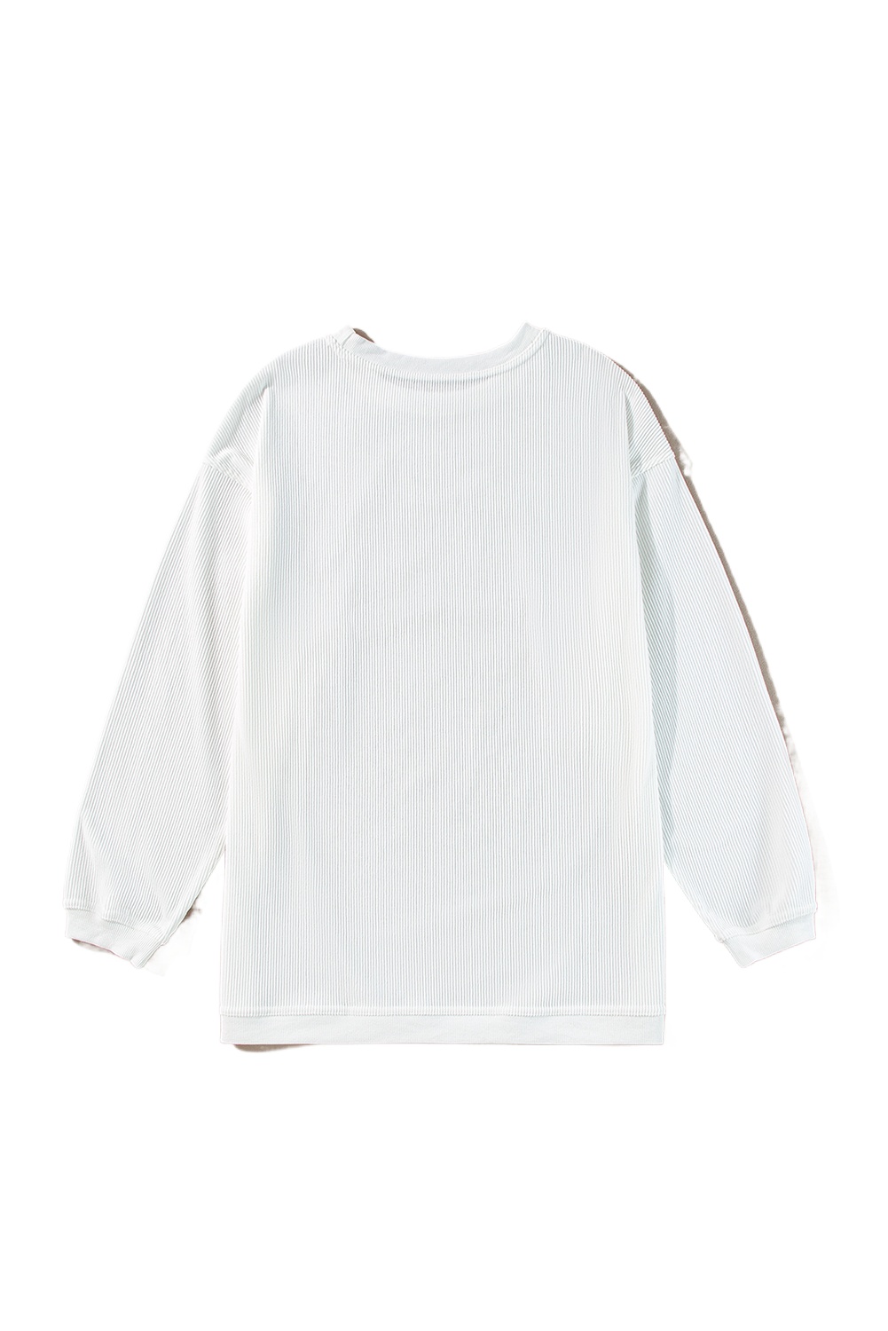 Women's White 'JOY to the World' Ribbed Crewneck Pullover Sweatshirt - Main View Women's White 'JOY to the World' Ribbed Crewneck Pullover Sweatshirt - Main View