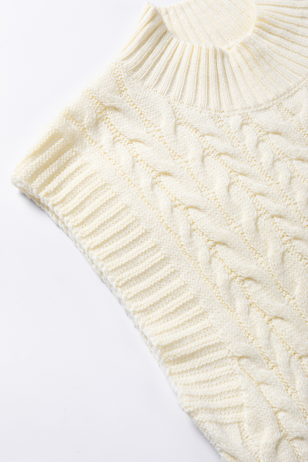 Oatmeal Sleeveless Sweater Vest, Casual High Neck Knit Top - Detail View 14 Oatmeal Sleeveless Sweater Vest, Casual High Neck Knit Top - Detail View 14