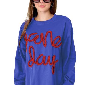 Women's Dark Blue Game Day Tinsel Graphic Sweatshirt - Main View