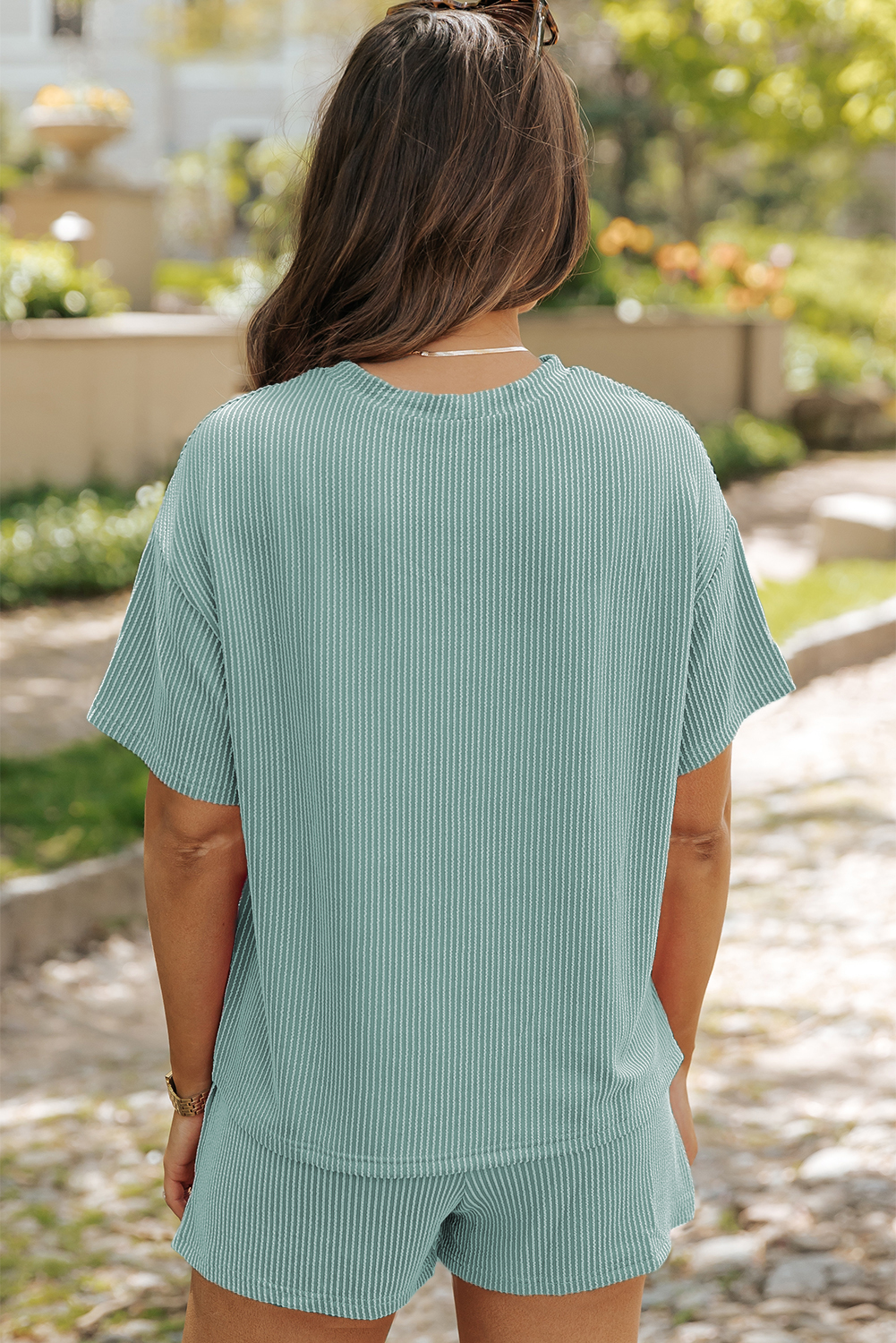 Loose Fit, Soft Comfort and Style: Two Piece Set with Shorts and Tee - Detail View 3 Loose Fit, Soft Comfort and Style: Two Piece Set with Shorts and Tee - Detail View 3