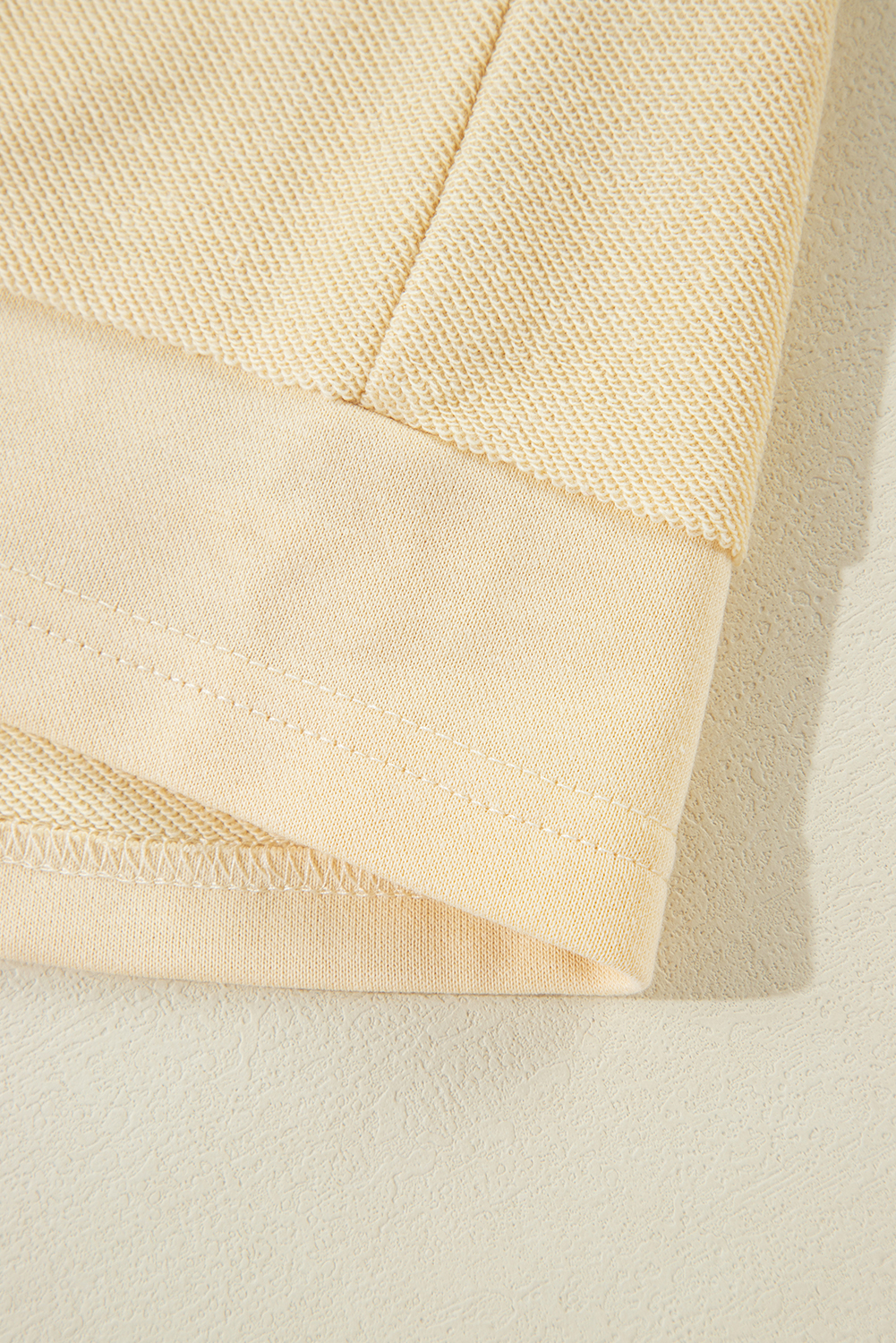 Cozy Beige Sweatshirt with Splicing Details - Round Neck Pullover Style - Detail View 12 Cozy Beige Sweatshirt with Splicing Details - Round Neck Pullover Style - Detail View 12