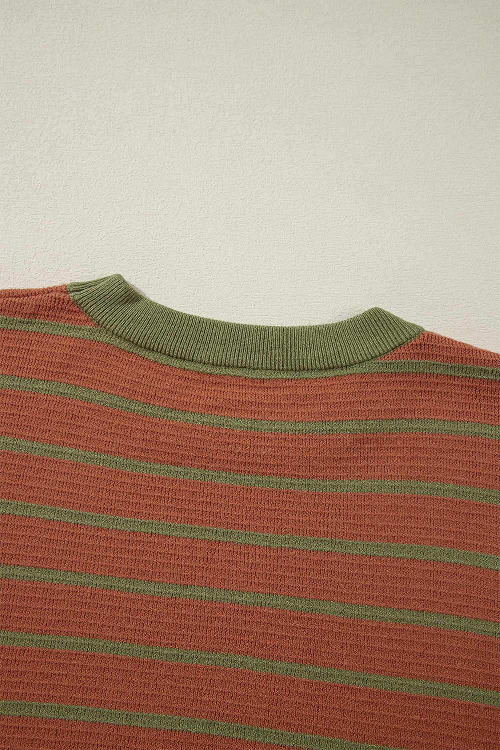 Versatile and Comfortable Loose Fit Sweater for Daily Wear - Brown Stripe Colorblock - Detail View 8 Versatile and Comfortable Loose Fit Sweater for Daily Wear - Brown Stripe Colorblock - Detail View 8