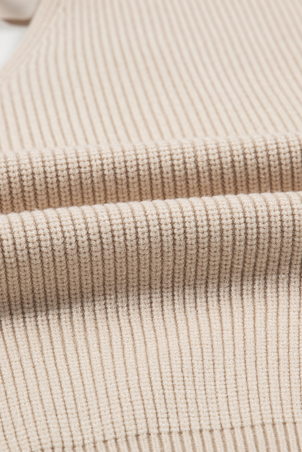 Women's Apricot V Neck Sweater, Elegant Lantern Sleeve Top - Detail View 10 Women's Apricot V Neck Sweater, Elegant Lantern Sleeve Top - Detail View 10