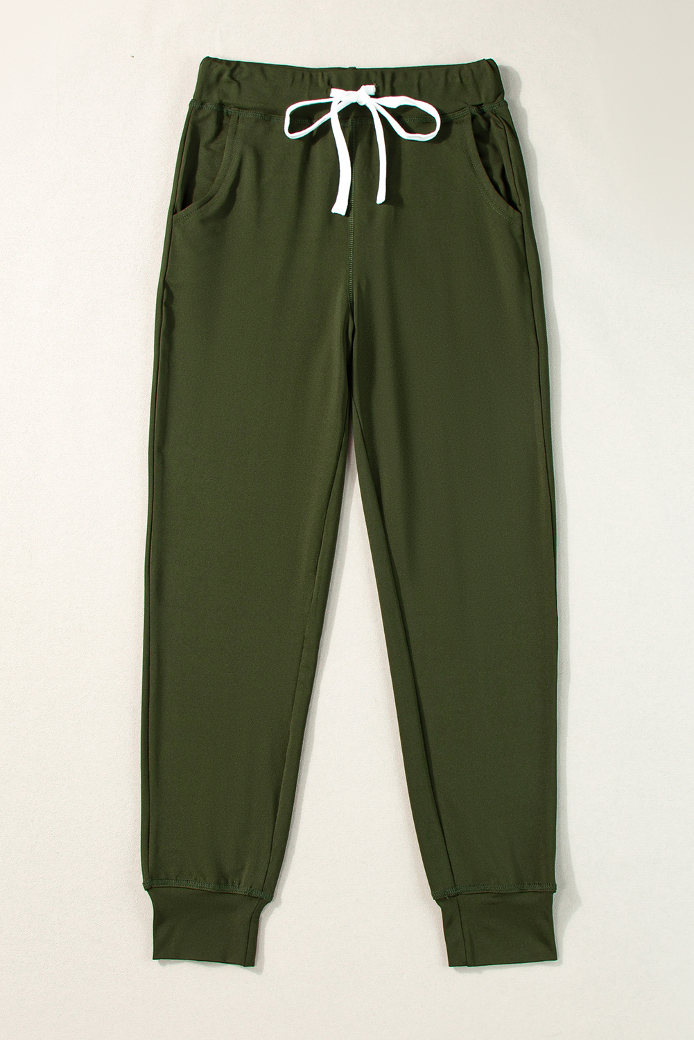 Moss Green Jogger Pants, Comfortable Slim Fit Daily Bottoms - Detail View 2 Moss Green Jogger Pants, Comfortable Slim Fit Daily Bottoms - Detail View 2