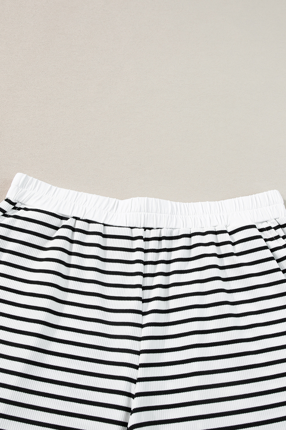 Summer Striped Lounge Set, Women's Casual Ribbed Two Piece Outfit - Detail View 14 Summer Striped Lounge Set, Women's Casual Ribbed Two Piece Outfit - Detail View 14
