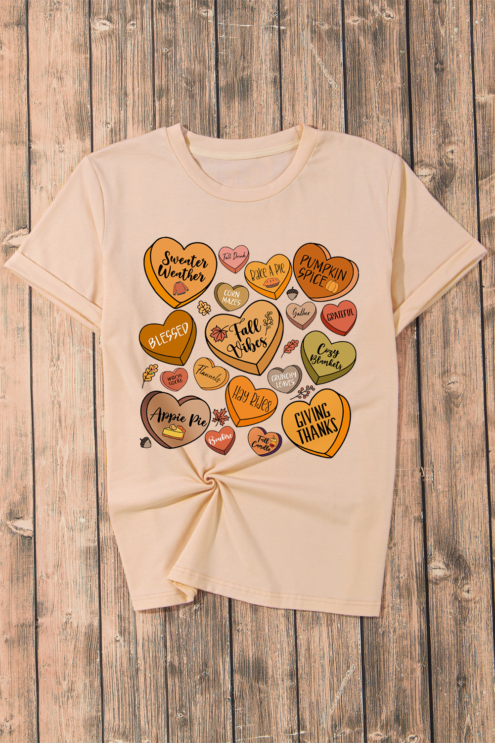 Cozy and Playful Thanksgiving Graphic Tee - Heart-shaped Pattern - Detail View 8 Cozy and Playful Thanksgiving Graphic Tee - Heart-shaped Pattern - Detail View 8