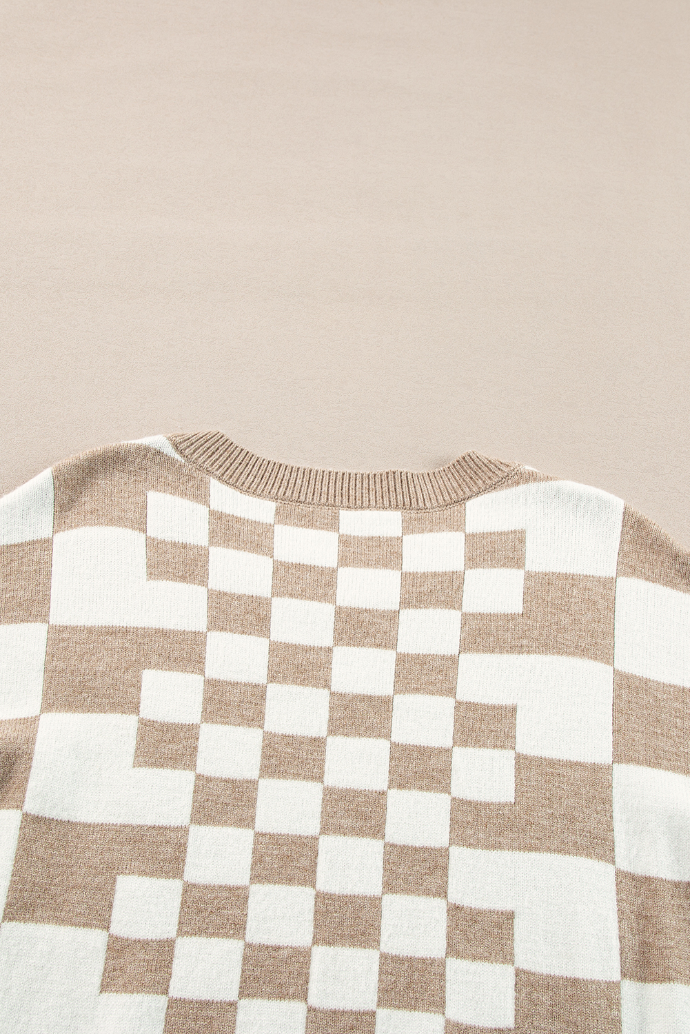 Women's Plaid Print Drop Shoulder Sweater, Cozy Round Neck - Detail View 11 Women's Plaid Print Drop Shoulder Sweater, Cozy Round Neck - Detail View 11