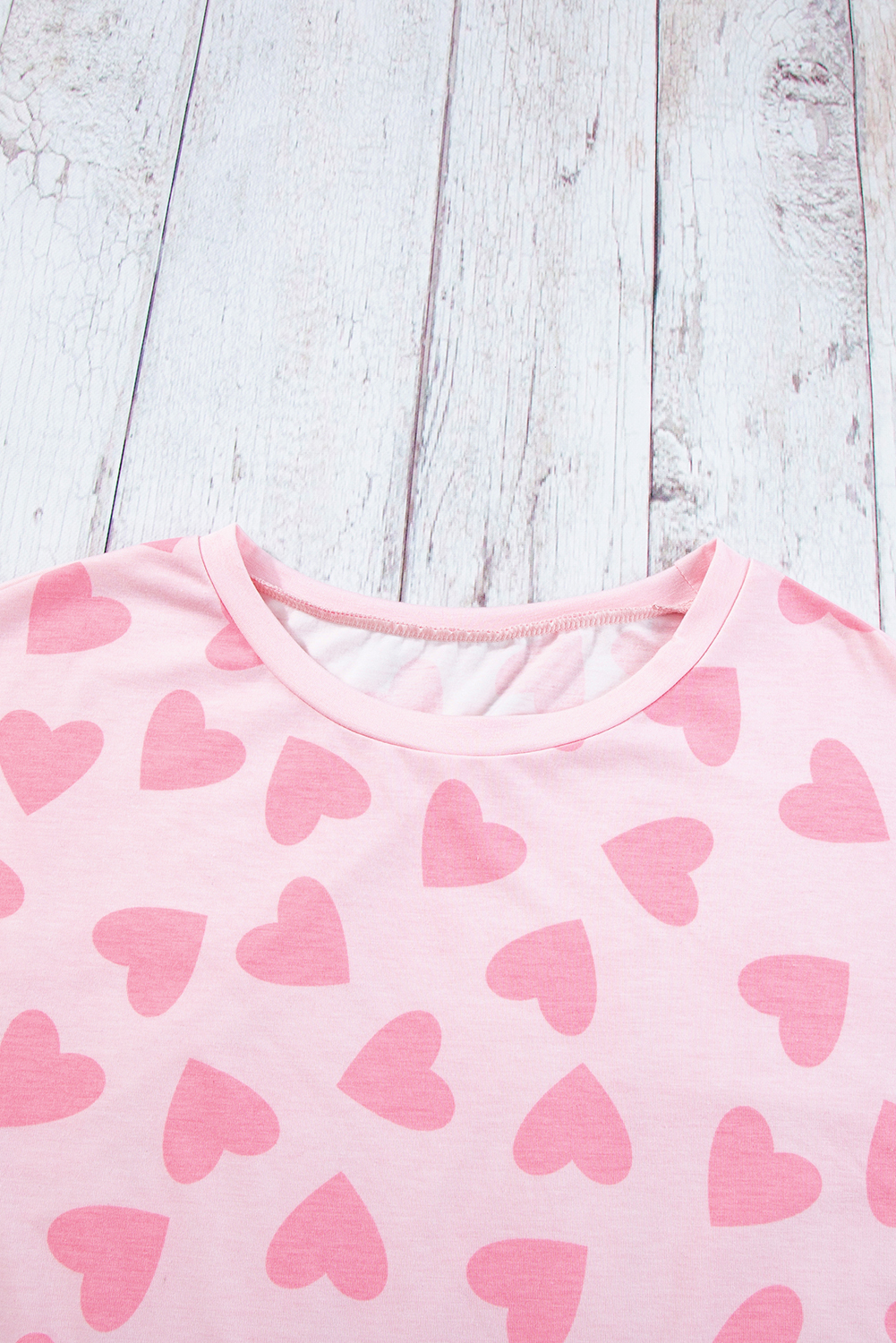 Women's Heart Print Lounge Set, Long Sleeve Top and Shorts - Detail View 13 Women's Heart Print Lounge Set, Long Sleeve Top and Shorts - Detail View 13