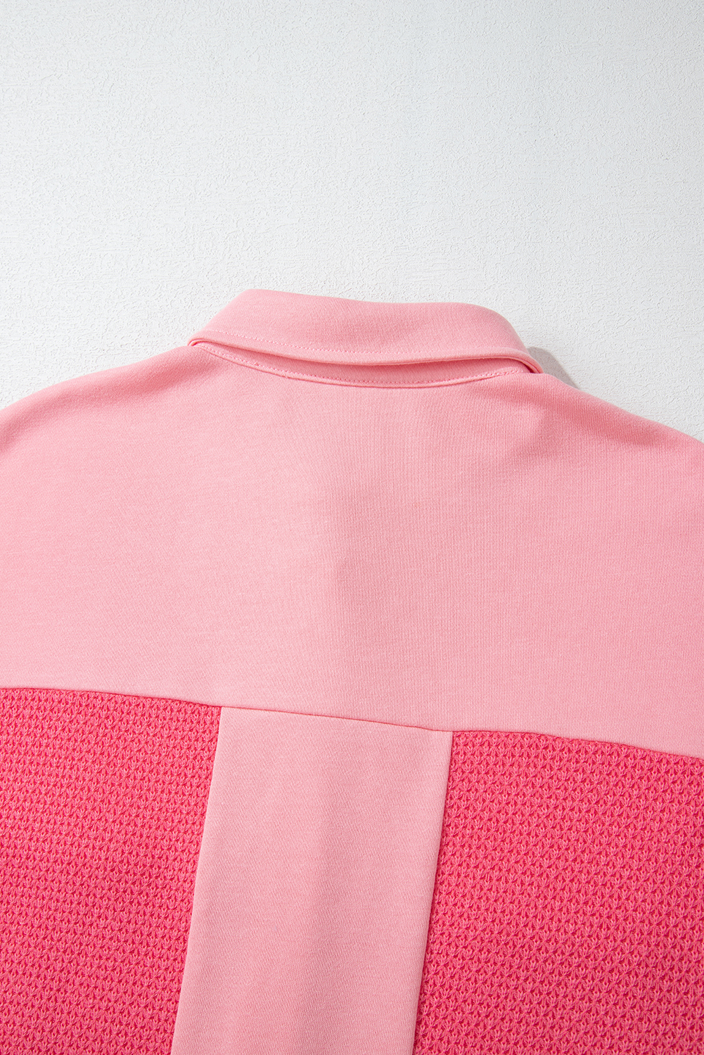 Cozy and Stylish Long Sleeve Shacket with Colorblock Design - Peach Blossom - Detail View 12 Cozy and Stylish Long Sleeve Shacket with Colorblock Design - Peach Blossom - Detail View 12