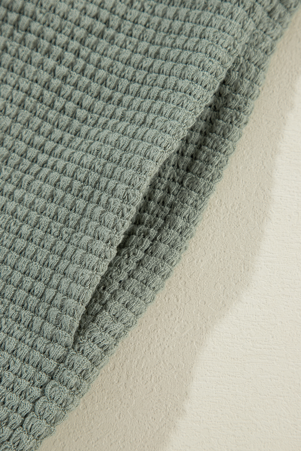 Women's Laurel Green Waffle Knit Open Front Cardigan - Detail View 11 Women's Laurel Green Waffle Knit Open Front Cardigan - Detail View 11