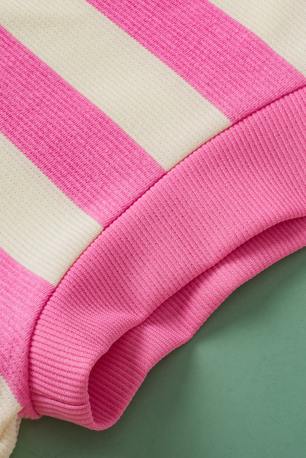 Women's Striped V Neck Top, Casual Cap Sleeve Collared Tee - Detail View 7 Women's Striped V Neck Top, Casual Cap Sleeve Collared Tee - Detail View 7