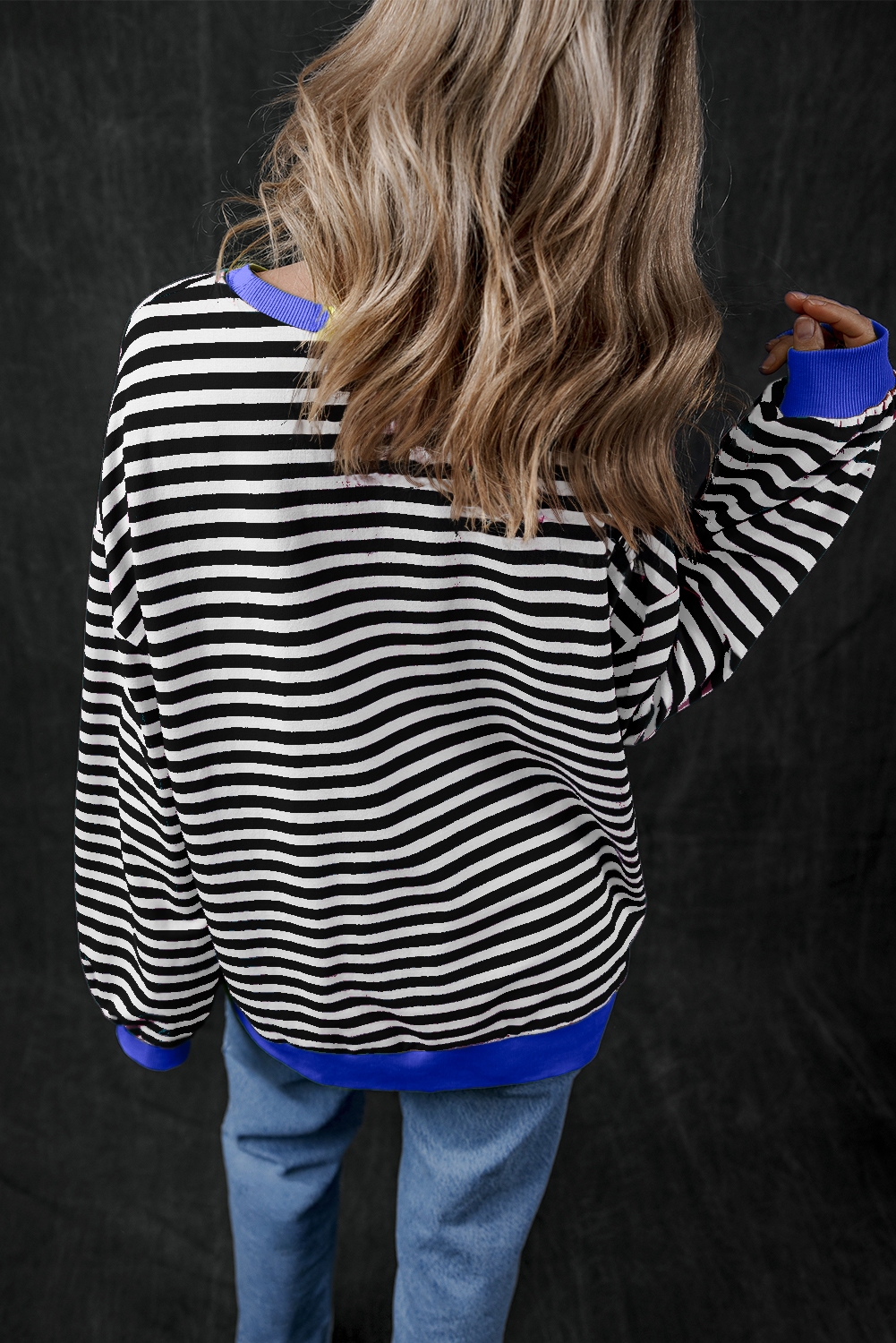 Relaxed and Comfortable Women's Sweatshirt - Round Neck, Long Sleeve - Detail View 3 Relaxed and Comfortable Women's Sweatshirt - Round Neck, Long Sleeve - Detail View 3