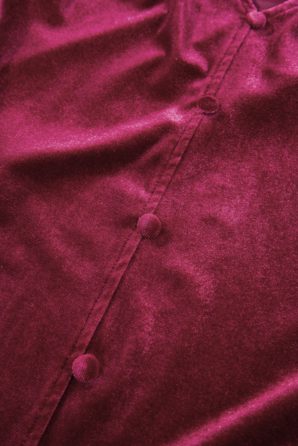 Women's Velvet Top, Red Dahlia, Sequin Patchwork, Button Up, Long Sleeves, Velvet Material, Ruffled V Neck, Faux Buttoned Front, Elegant Style, Night Out, Fall and Autumn Season, Tops, Blouses & Shirts, Long Sleeve, Solid Color, Country Style, Sequins, Velvet Fabric - Detail View 12 Women's Velvet Top, Red Dahlia, Sequin Patchwork, Button Up, Long Sleeves, Velvet Material, Ruffled V Neck, Faux Buttoned Front, Elegant Style, Night Out, Fall and Autumn Season, Tops, Blouses & Shirts, Long Sleeve, Solid Color, Country Style, Sequins, Velvet Fabric - Detail View 12