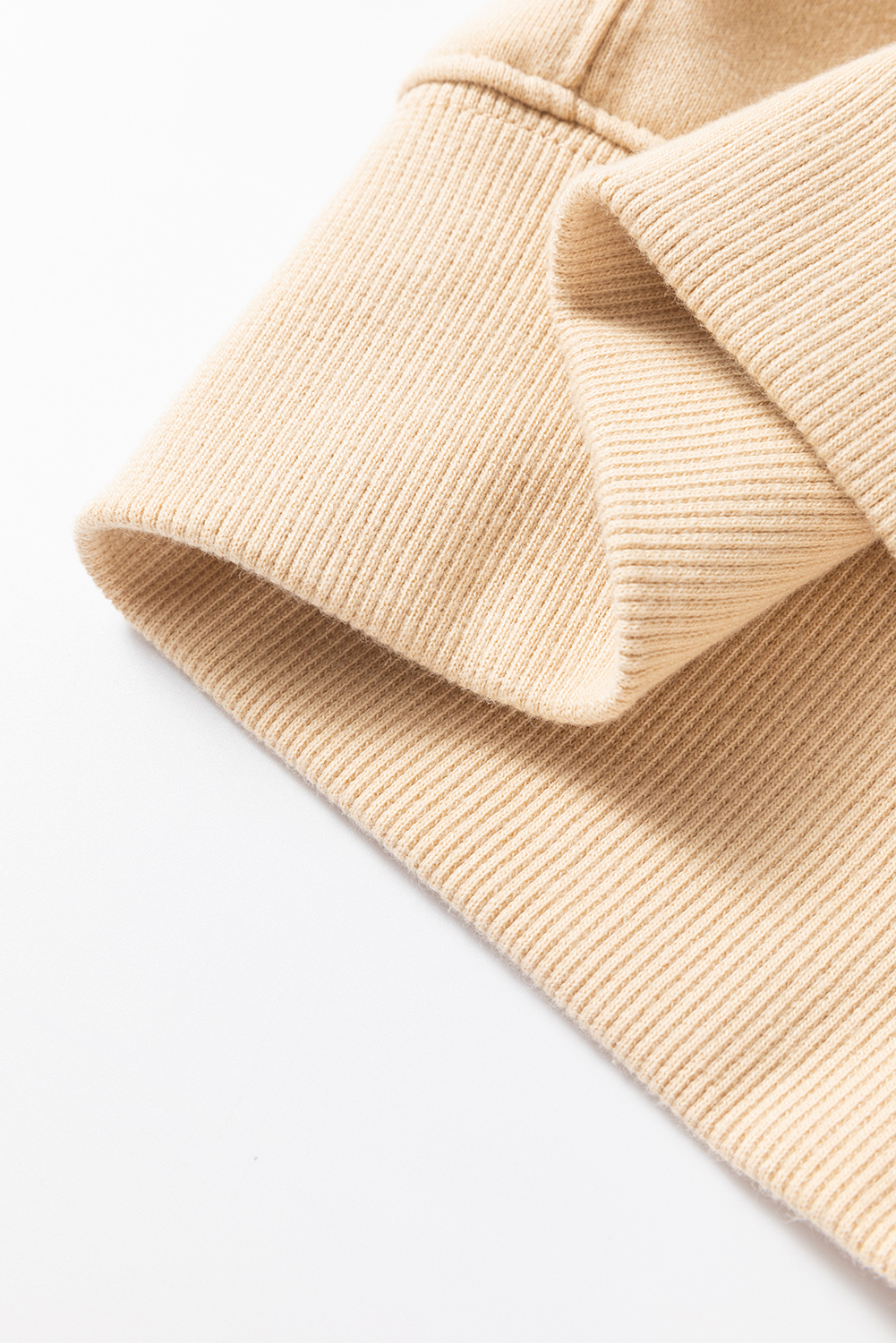 Women's Sweatshirt, Beige Sweatshirt, Contrast Striped, Patchwork Design, Drop Shoulder, Loose Fit, Long Sleeve, Casual Style, Daily Wear, Comfortable, Cotton Blend, Ribbed Details, Trendy, Shift Silhouette, Tops, Sweatshirts & Hoodies - Detail View 12 Women's Sweatshirt, Beige Sweatshirt, Contrast Striped, Patchwork Design, Drop Shoulder, Loose Fit, Long Sleeve, Casual Style, Daily Wear, Comfortable, Cotton Blend, Ribbed Details, Trendy, Shift Silhouette, Tops, Sweatshirts & Hoodies - Detail View 12