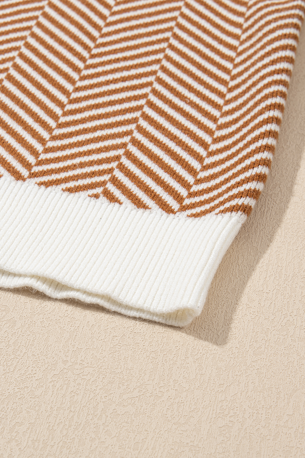 Chic Coffee Colorblock Sweater with Striped Print and Drop Shoulder Design - Detail View 18 Chic Coffee Colorblock Sweater with Striped Print and Drop Shoulder Design - Detail View 18