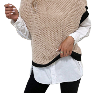 Short Sleeve Sweater Top with Contrast Trim - Main View