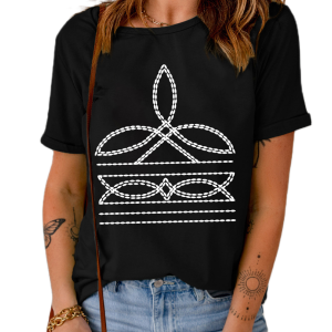 Women's Western Graphic T Shirt, Casual Crew Neck Short Sleeve - Main View