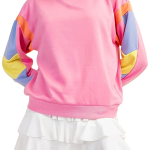 Women's Pink Candy Colorblock French Terry Long Sleeve Top - Main View