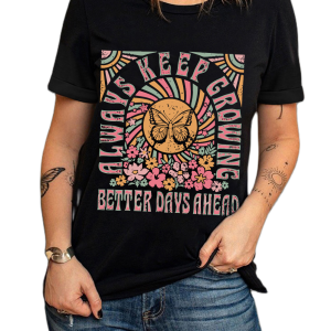 Women's Always Keep Growing Graphic Tee – Floral Butterfly - Main View