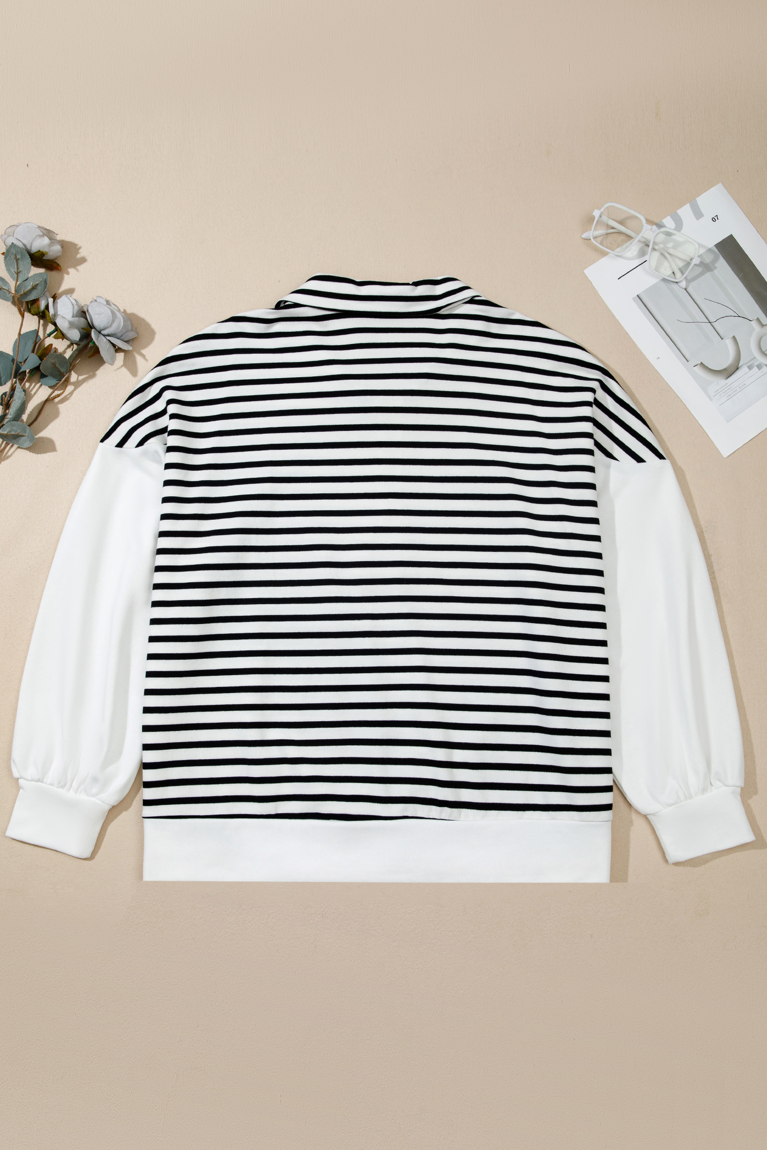 Women's Colorblock Striped Sweatshirt, Autumn Long Sleeve Top - Detail View 5 Women's Colorblock Striped Sweatshirt, Autumn Long Sleeve Top - Detail View 5