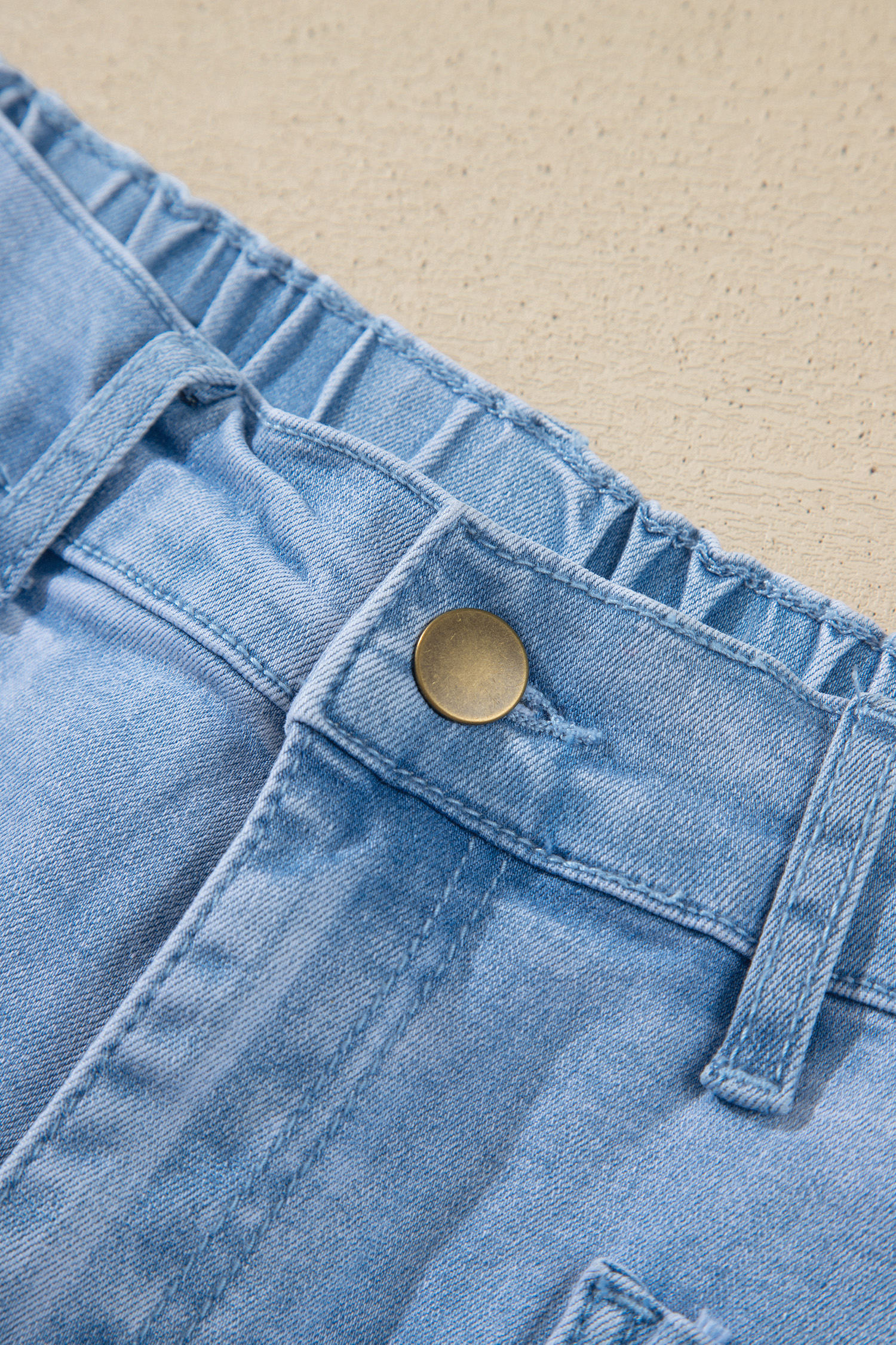 Women's Barrel Jeans, Beau Blue Patch Pocket Denim Pants - Detail View 13 Women's Barrel Jeans, Beau Blue Patch Pocket Denim Pants - Detail View 13