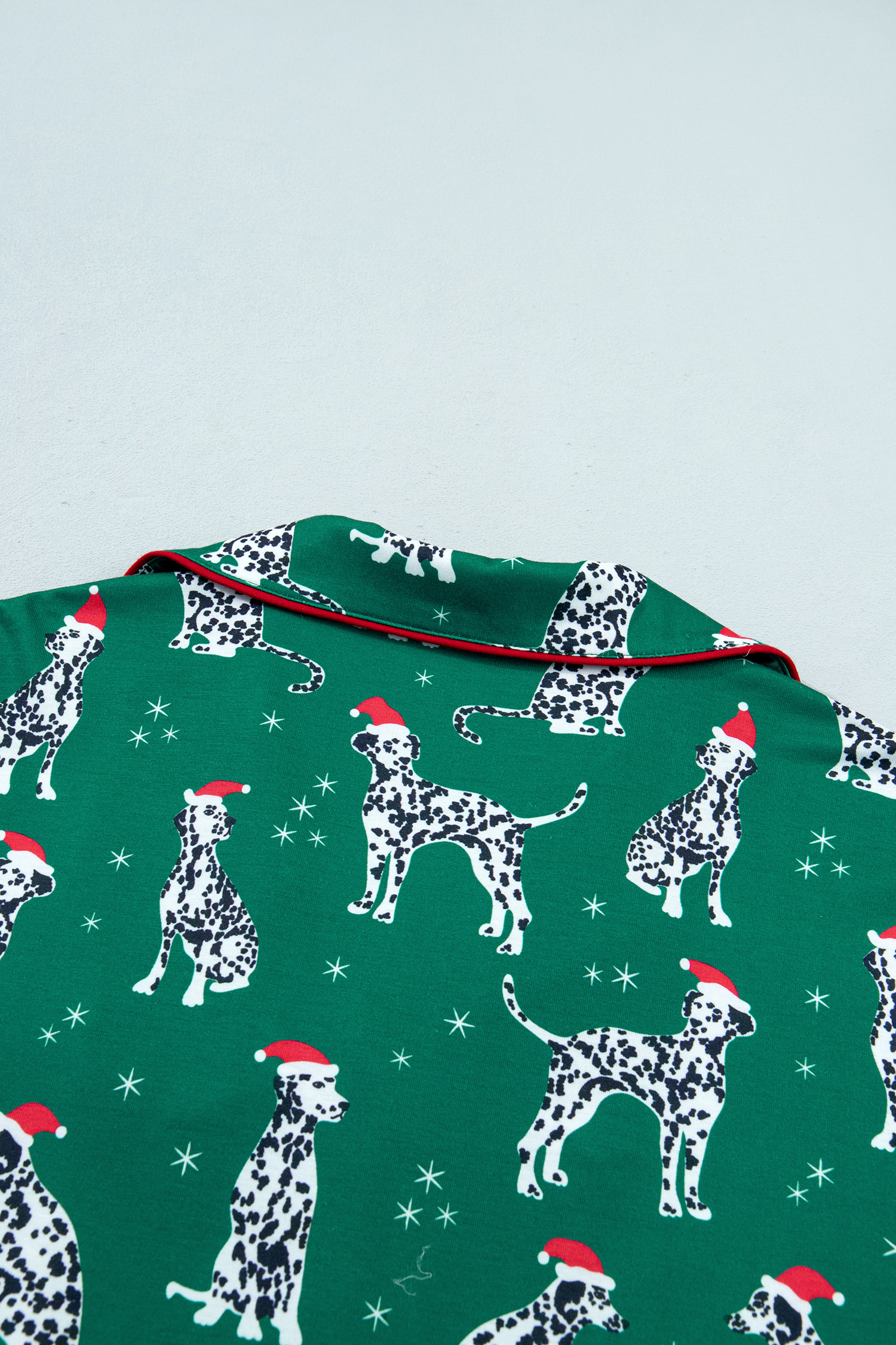 Women's Christmas Pajama Set, Green Dog Print Lounge Wear - Detail View 16 Women's Christmas Pajama Set, Green Dog Print Lounge Wear - Detail View 16