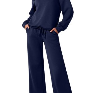 Women's Athleisure Set, Casual Cowl Neck Loungewear - Main View